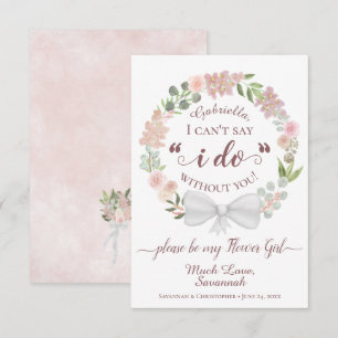 Carte Aquarelle rose Floral Be My Flower Girl Card