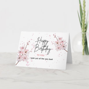 Carte Aquarelle rose Floral Joyeux voeux d'anniversaire