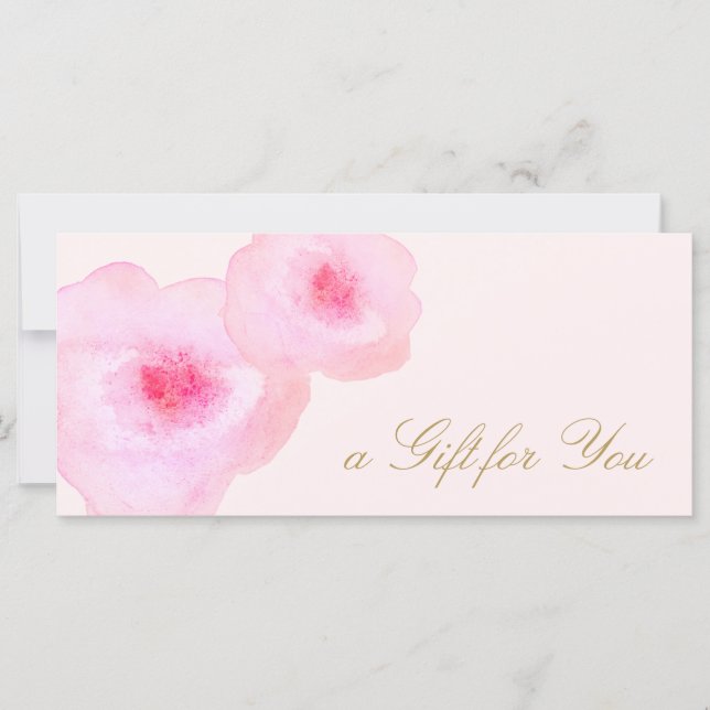 Carte Aquarelle rose florale Certificat cadeau rose (Devant)