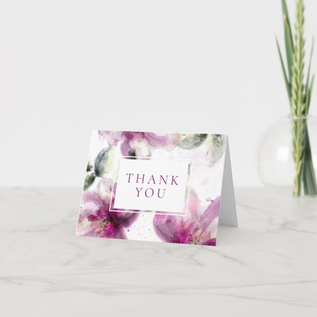 Carte Aquarelle rose Lily Merci Floral (Devant)