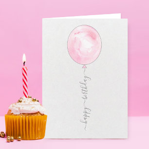 Carte Aquarelle rose minimaliste Blonon Joyeux anniversa