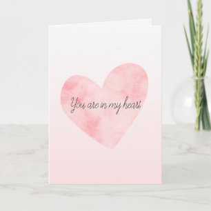 Carte Aquarelle rose pâle Coeur