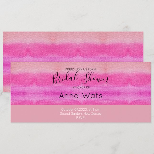 Carte Aquarelle rose pastel Peinte à la main (Devant / Derrière)