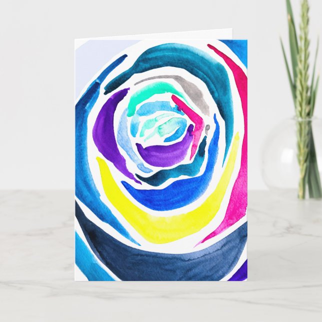 Carte Aquarelle rose pop art bleu (Devant)