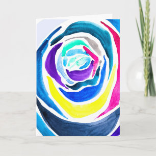 Carte Aquarelle rose pop art bleu