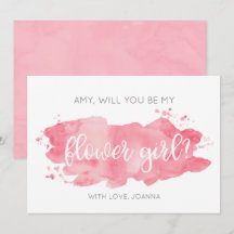 Carte aquarelle rose pour demoiselle d'honneur