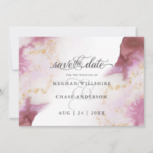 Carte Aquarelle Rose Quartz Gold Geode BarefootBride™