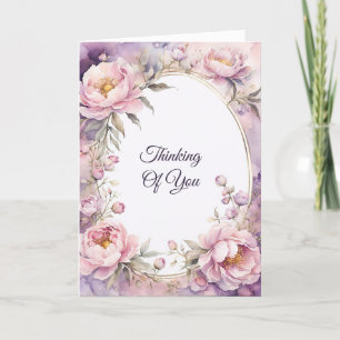 Carte Aquarelle rose rose élégant de Peony Penser de vou