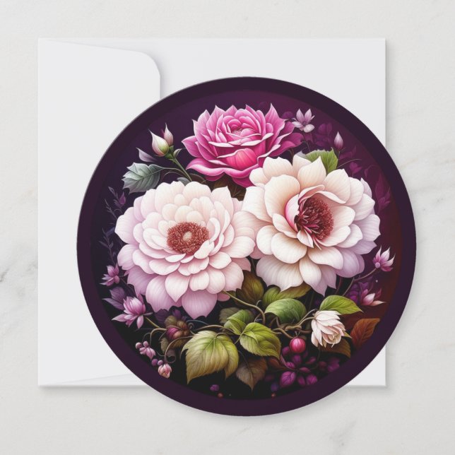 Carte Aquarelle rose Roses Floral (Devant)