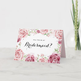 Carte Aquarelle Rose Roses Serez-Vous Ma Mineure II