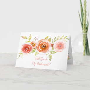 Carte Aquarelle rose Serez-Vous Ma Femme D'Accueil ? Car