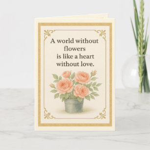 Carte Aquarelle Rose Vintage sabot à goupille