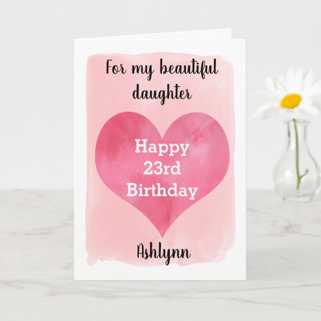 Carte Aquarelle rouge et or 23e anniversaire (Petite plante)