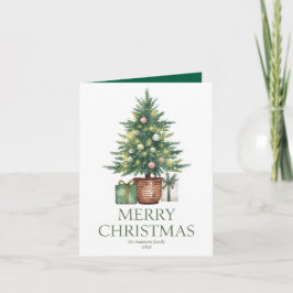 Carte Aquarelle rustique Arbre de Noël non photo