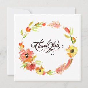 Carte Aquarelle rustique Chic Floral Merci de couronne