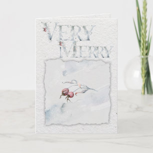 Carte Aquarelle rustique hiver Berry Noël