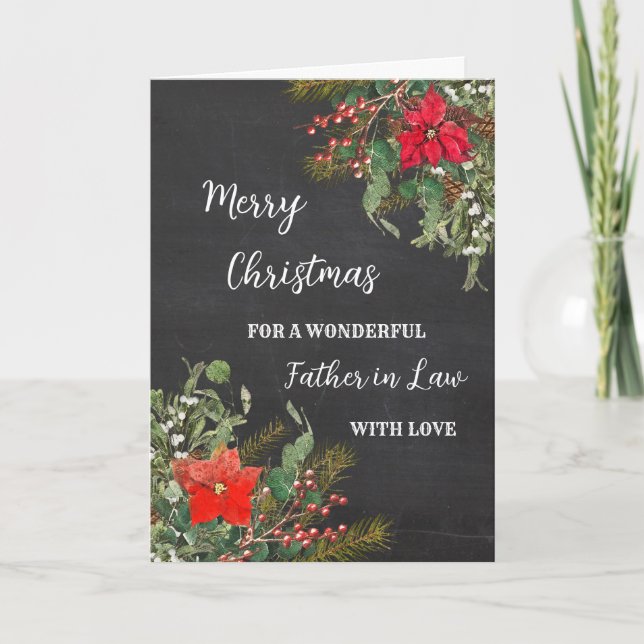 Carte Aquarelle rustique Père en droit Joyeux Noël (Devant)