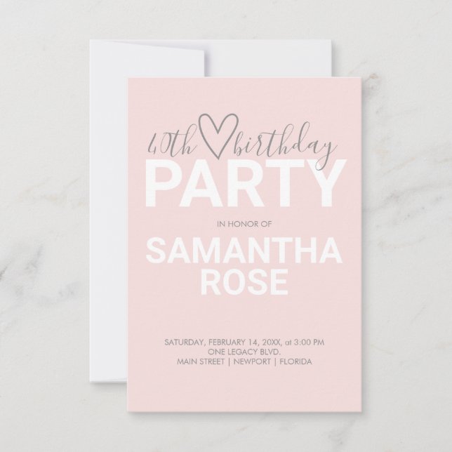 Carte Aquarelle Saint Valentin 40e fête d'anniversaire (Devant)