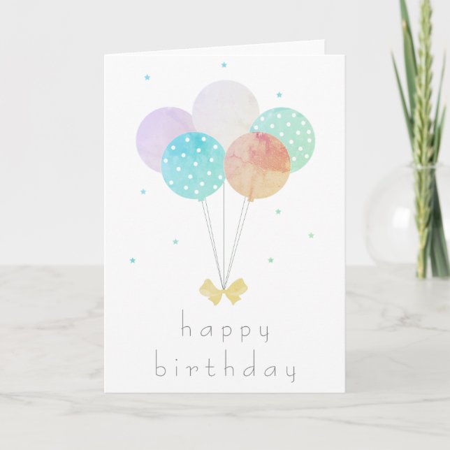 Carte Aquarelle simple Balloons d'anniversaire Pois de p (Devant)