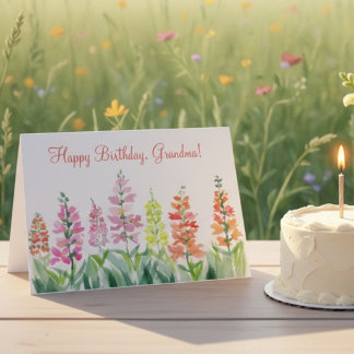 Carte Aquarelle Snapdragons Anniversaire Grand-mère