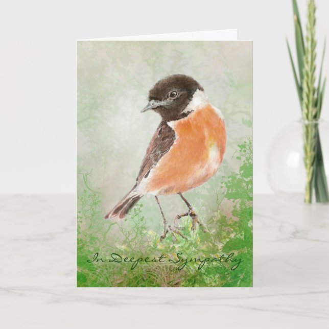 Carte Aquarelle Stonechat Oiseau Nature Sympathie la plu (Devant)