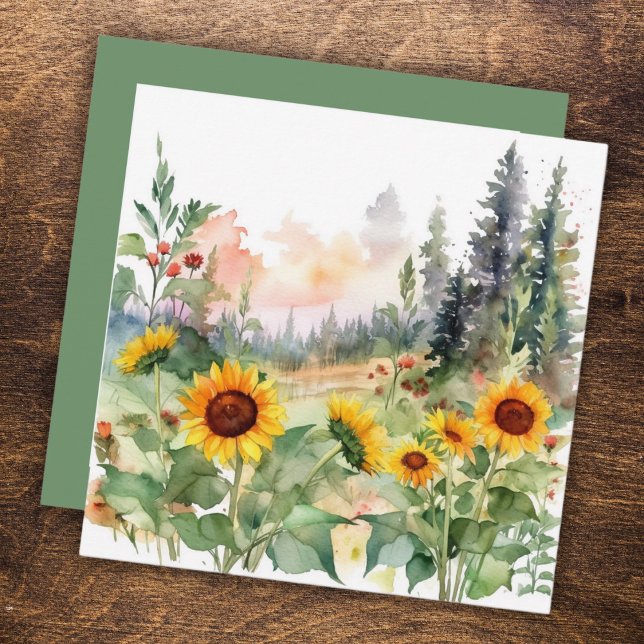 Carte aquarelle Sunflower Garden Nature (Créateur téléchargé)