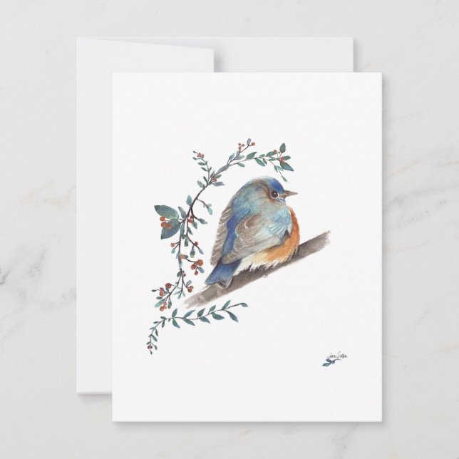 Carte Aquarelle Sweet Bluebird (Devant)