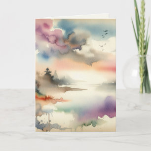 Carte Aquarelle Sympathique Arbres dans les foies