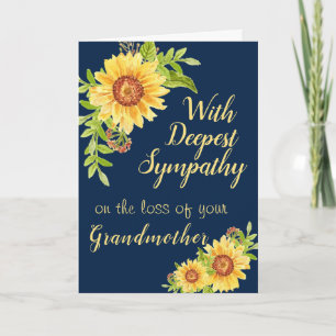 Carte Aquarelle Sympathy Floral Tournesol bleu