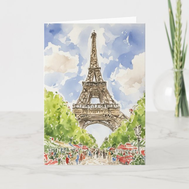 Carte Aquarelle Tour Eiffel (Devant)