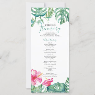 Carte Aquarelle Tropical Floral Itinéraire Mariage