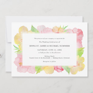 Carte Aquarelle tropicale Hibiscus floral mariage