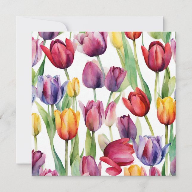 Carte Aquarelle Tulipe Fleurs N'Importe Quelle Occasion (Devant)