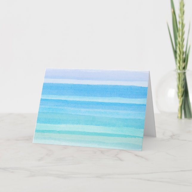 Carte Aquarelle Turquoise bleu océan Ombre Stripe (Devant)