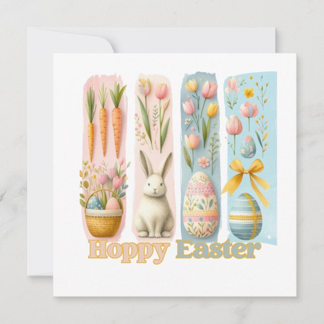 Carte Aquarelle Verte Cute Four Brash Hoppy Pâques (Devant)