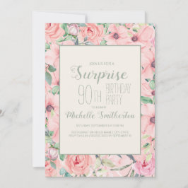 Carte Aquarelle verte de la Monnaie rose 90e anniversair