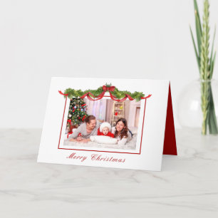 Carte Aquarelle verte photo de Noël Cadre plié
