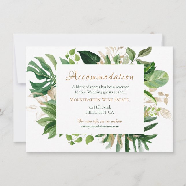 Carte Aquarelle verte tropicale Monstera Feuilles Cadre (Devant)