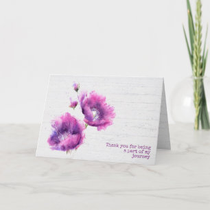 Carte Aquarelle violet Merci Poppies