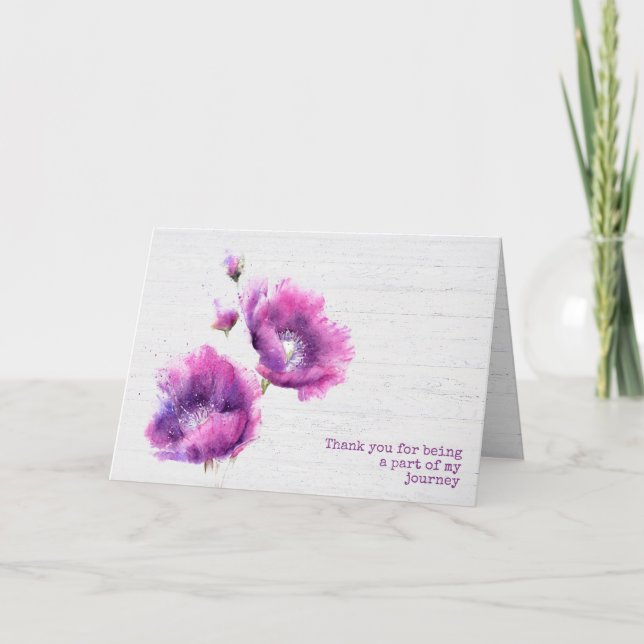Carte Aquarelle violet Merci Poppies (Devant)