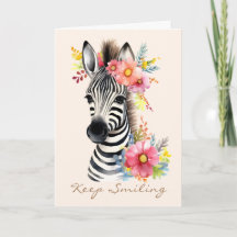 Aquarelle Zèbre et couronne florale