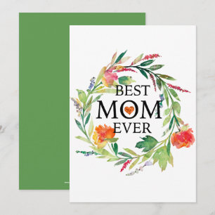 Carte Aquarelles Fleurs Wreath Meilleur texte de maman