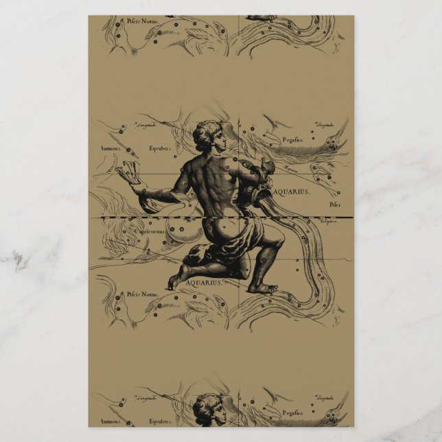 Carte Aquarius Constellation par Hevelius (Devant)