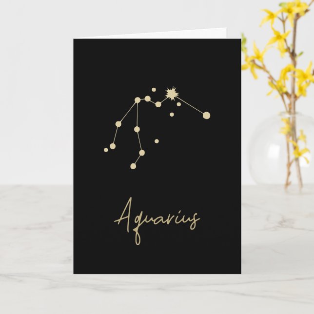 Carte Aquarius Constellation Zodiac (Fleur jaune)
