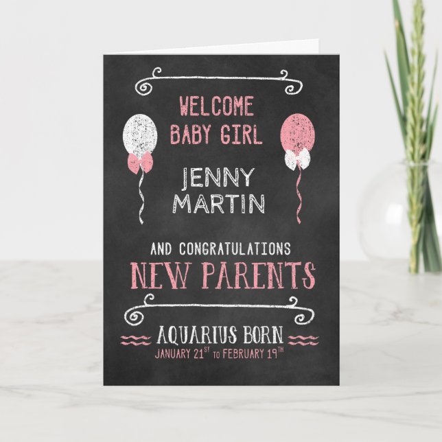 Carte AQUARIUS Nouvelle fille Born Jan 21 to Feb 19 (Devant)