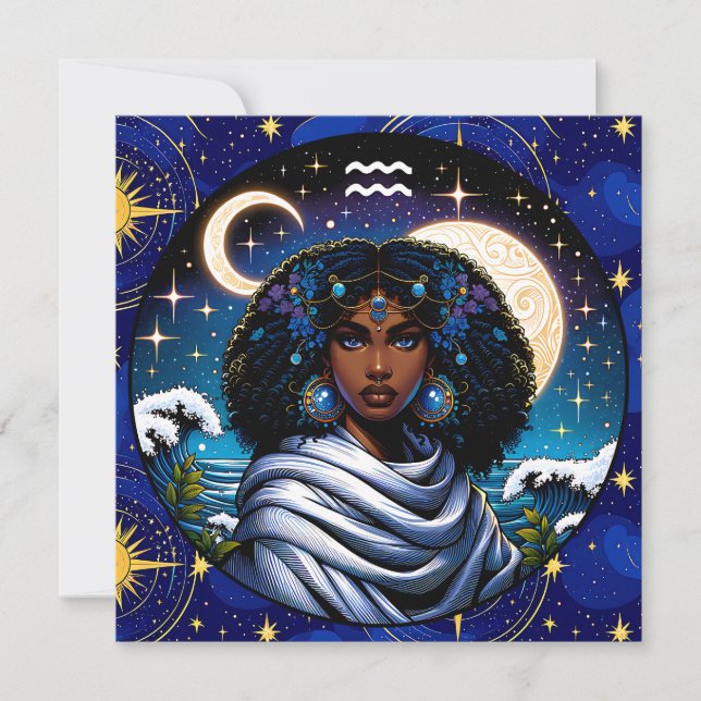 Carte Aquarius Traits and Dates  | Water Bearer (Devant)