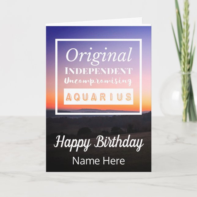 Carte Aquarius Zodiac Caractéristiques amusantes Anniver (Devant)