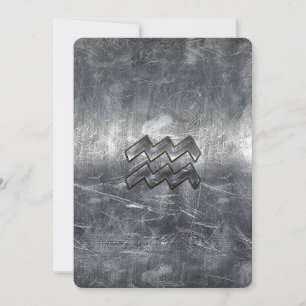 Carte Aquarius Zodiac style acier argenté déprimé