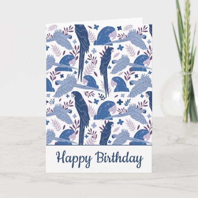 Carte Ara Parrot Bleu Tropical Leave Motif Anniversaire (Devant)
