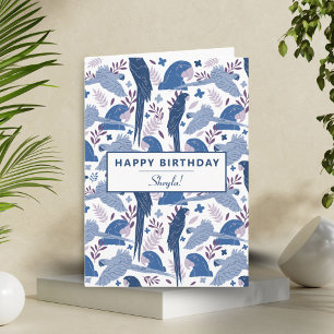 Carte Ara Parrot Bleu Tropical Leave Motif Anniversaire